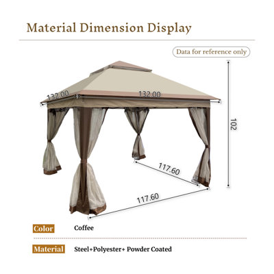 Large Outdoor Patio Gazebo Tent with Vented Double Roof, Mesh Walls and Anchor Kit