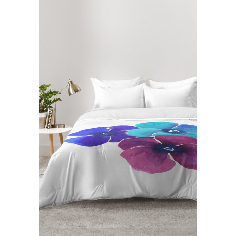 Ensemble d'édredon Jewel Tone Pansies, Édredon double / grand + 2 taies décoratives sta