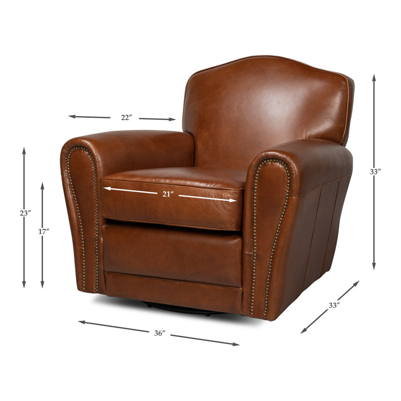 Elite Swivel Armchair, Dark Brown Genuine Leather