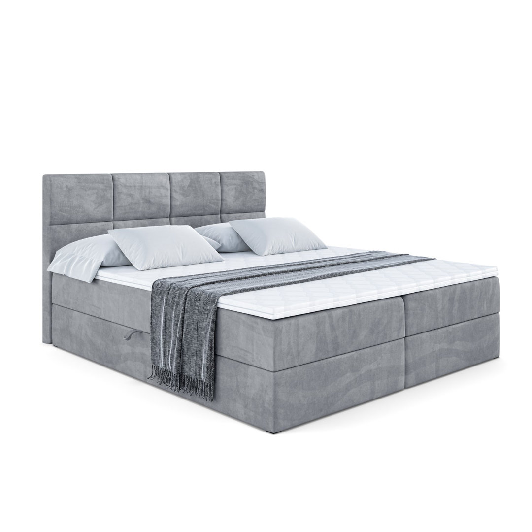 Boxspringbett Rhonan mit Multipocket-Matratze H4, Bettkasten und Topper