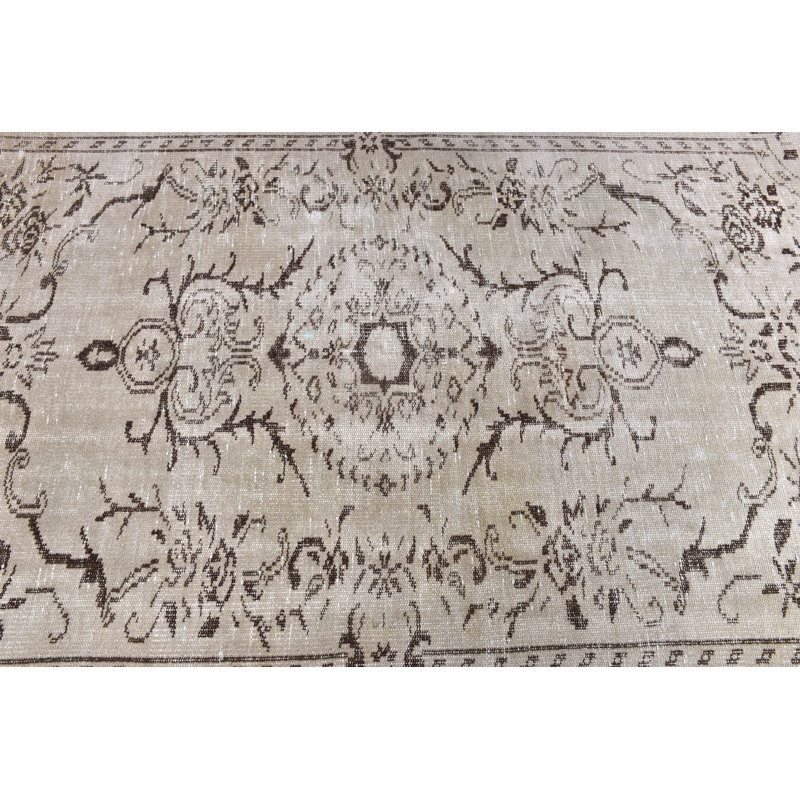 Tapis rétro en laine, motif floral beige 49,2 x 73,2 pouces