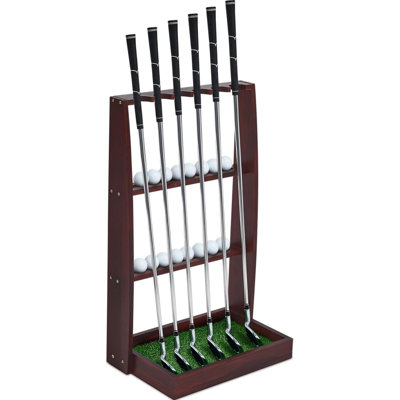 Golf Putter Stand Wooden Display Rack Golf Club Holder Stand, Brown Golf Club Organizer For Storage Sports Indoor Home Garage