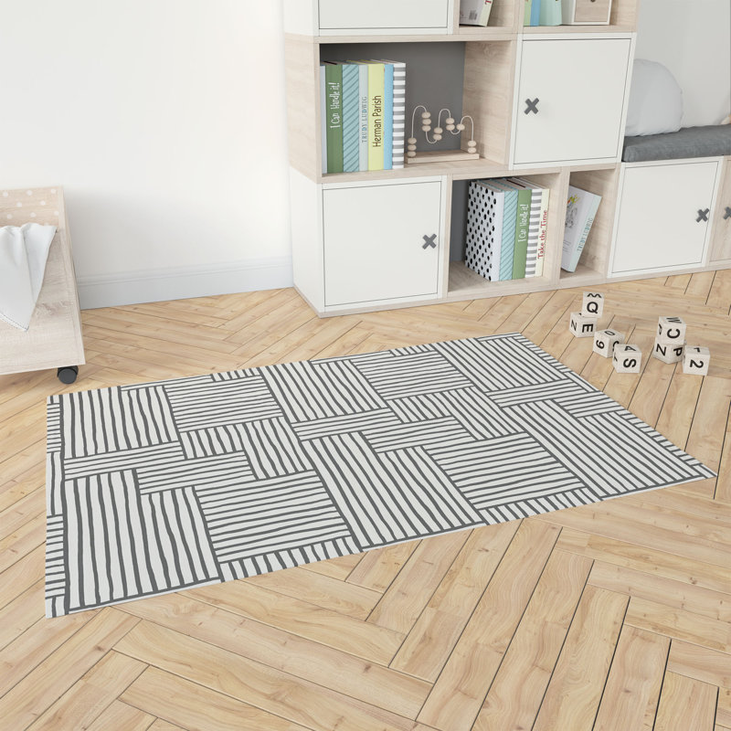 Tapis de jeu Grid Puz, Rectangle 48 po x 72 po, Ivoire/gris anthracite