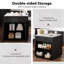 Evelyn Kitchen Island with Extendable Table and Storage, Faux Marble Top, Black-632257853