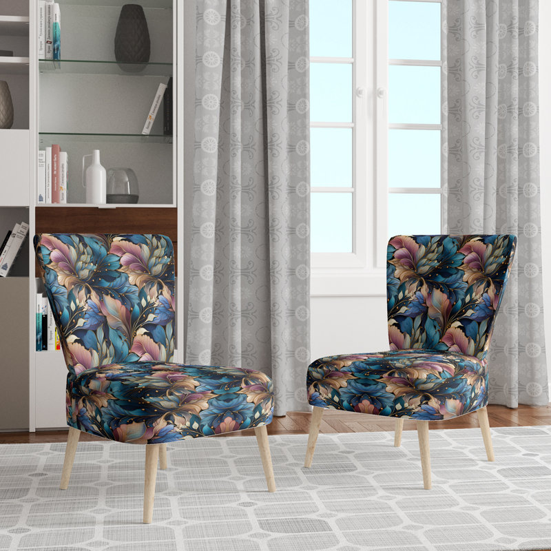 Spiral Flower Elegance Boho - Chaise d'appoint rembourrée bohémienne et éclectique