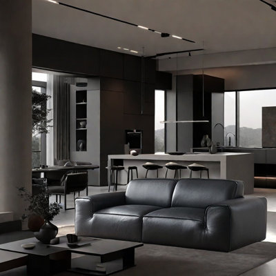 Italian Minimalist Black Sofa