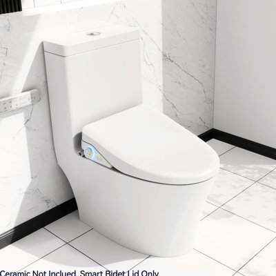 Bidet Seat With Side Knob - Automatic Lid Opening, Adjustable Heating, Detachable Toilet Lid, Temp & , Nozzle