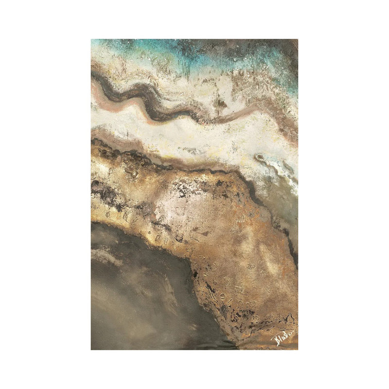 « Neutral Tierra rectangle II » par Patricia Pinto, reproduction d’art, Pas de tapis, Toile tendue