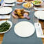 Waterproof Wipeable Table Runner, Rustic Table Decorations (36 x 229 cm, Blue Grey)