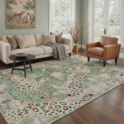 Tapis léopard / sauge Allandale Lynx