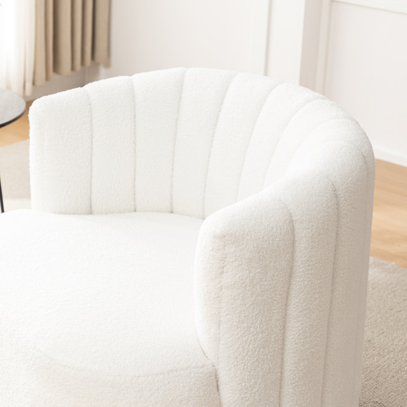 Fauteuil demi-tonneau pivotant Musaab, Ourson blanc