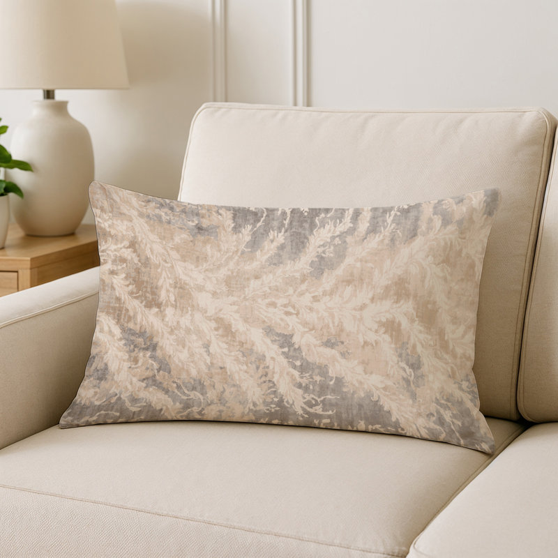 Coussin décoratif intérieur et extérieur Modern, Beige abstrait 11, Rectangle H 25 po x l 18 po
