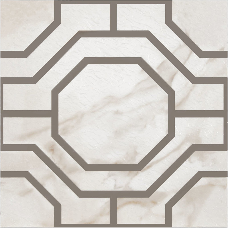 Retro Self Adhesive 12" x 12" x 1.5mm Luxury Vinyl Tile, Marble Octagon