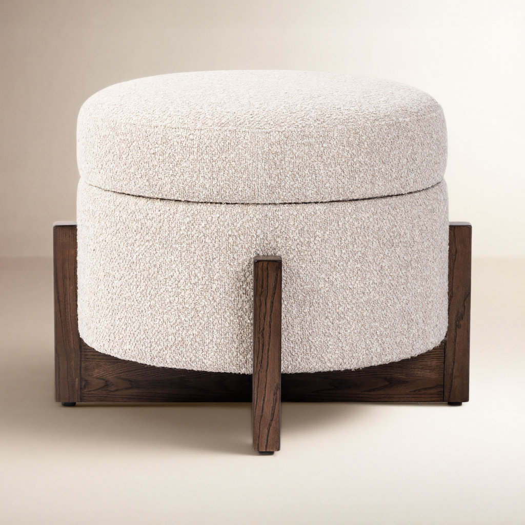 Regan 25" Storage Ottoman, Saddle Fog Boucle