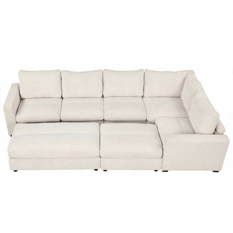 Canapé modulaire de 121,3 po avec deux repose-pieds mobiles