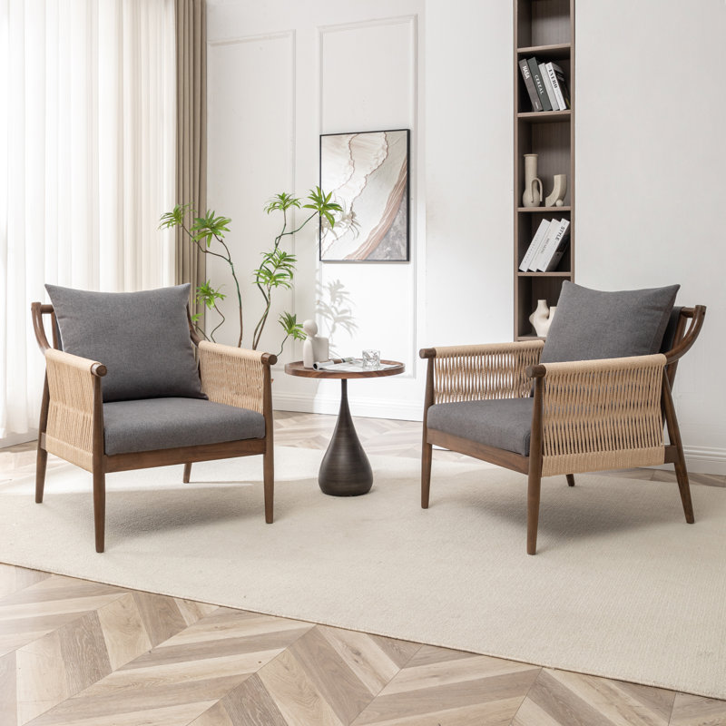 Chaise d'appoint rembourrée en bois massif Cofield, Gris