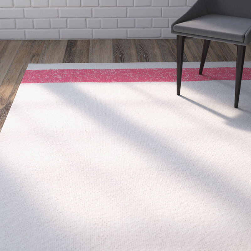 Tapis kaki / rose vif tissé à plat à la main Veasley, Rectangle 8 pi x 10 pi