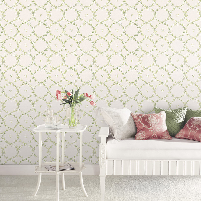 Garretson 1000cm x 52.8cm Satin Wallpaper Roll, Green