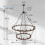 Lustre en bois massif à 2 niveaux