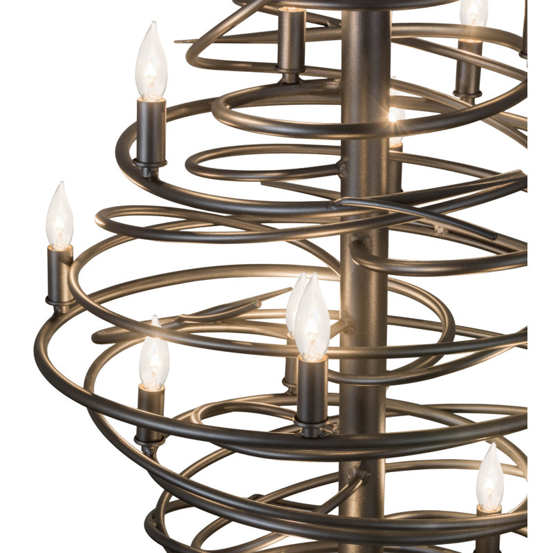 Cyclone Pewter 13-Light Geometric Chandelier with Glass Shades