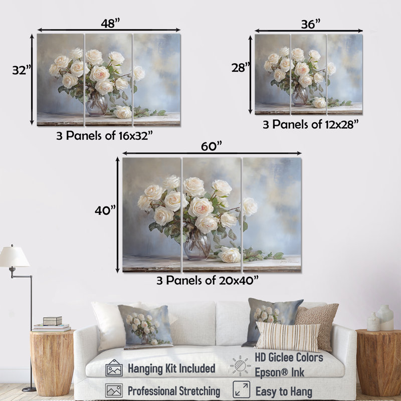 Gorgeous Rose Bouquet II - Ensemble de décorations murales roses, H 32 po x l 48 po x P 1 po