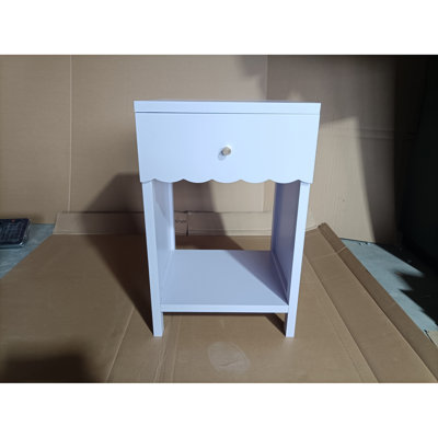 Table de chevet moderne avec tiroir et tablette ouverte, table de chevet festonnée pour la chambre à coucher, jolie table d'appoint minimaliste pour chambre d'enfant ou de fille, mauve clair