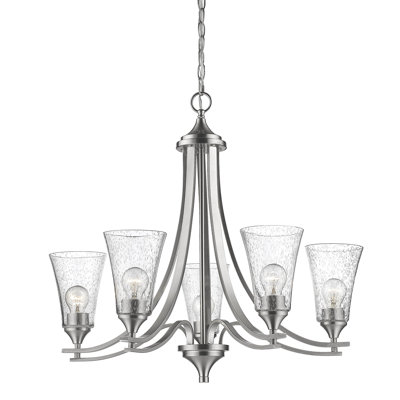 Millennium Lighting Natalie 5-light Shaded Classic / Traditional Chandelier In Satin Nickel