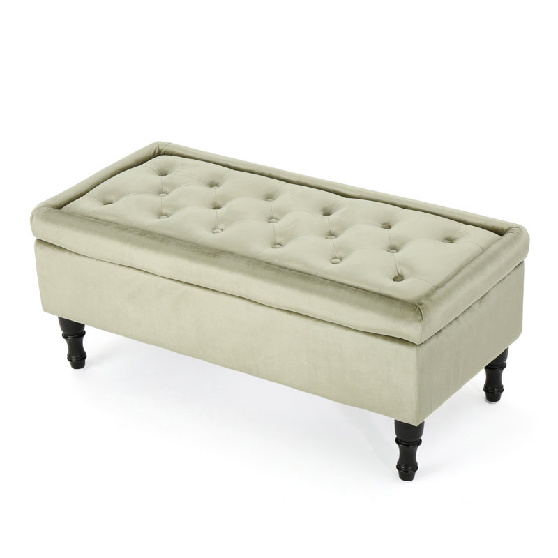 Higginbotham 40.94'' Wide Tufted Rectangle Storage Ottoman, Pistachio Linen