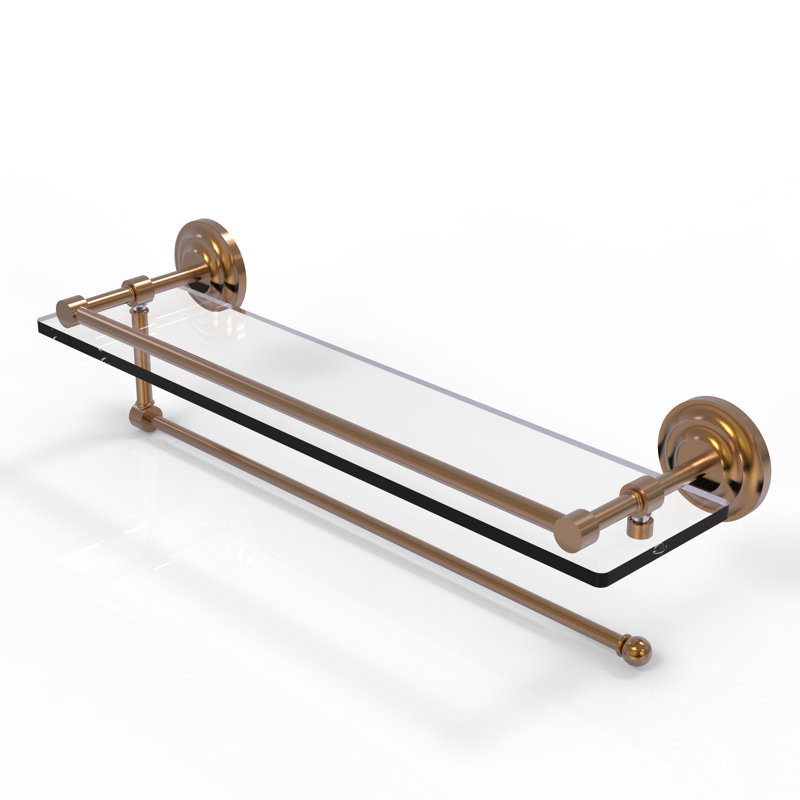 Meira Bracket Shelf with Towel Bar, Unlacquered Brass, 5'' H x 22'' W x 5'' D