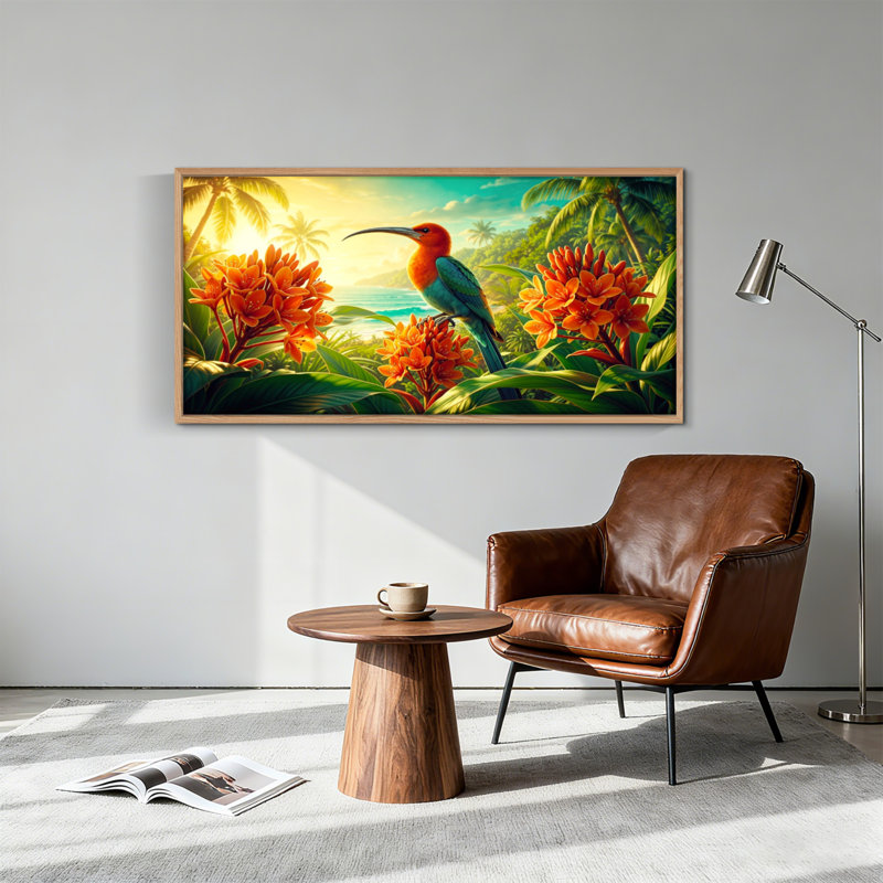 Tableau encadré sur toile représentant un oiseau tropical, 122 x 61 cm (48 x 24 pouces)., 48 x 24 pouces