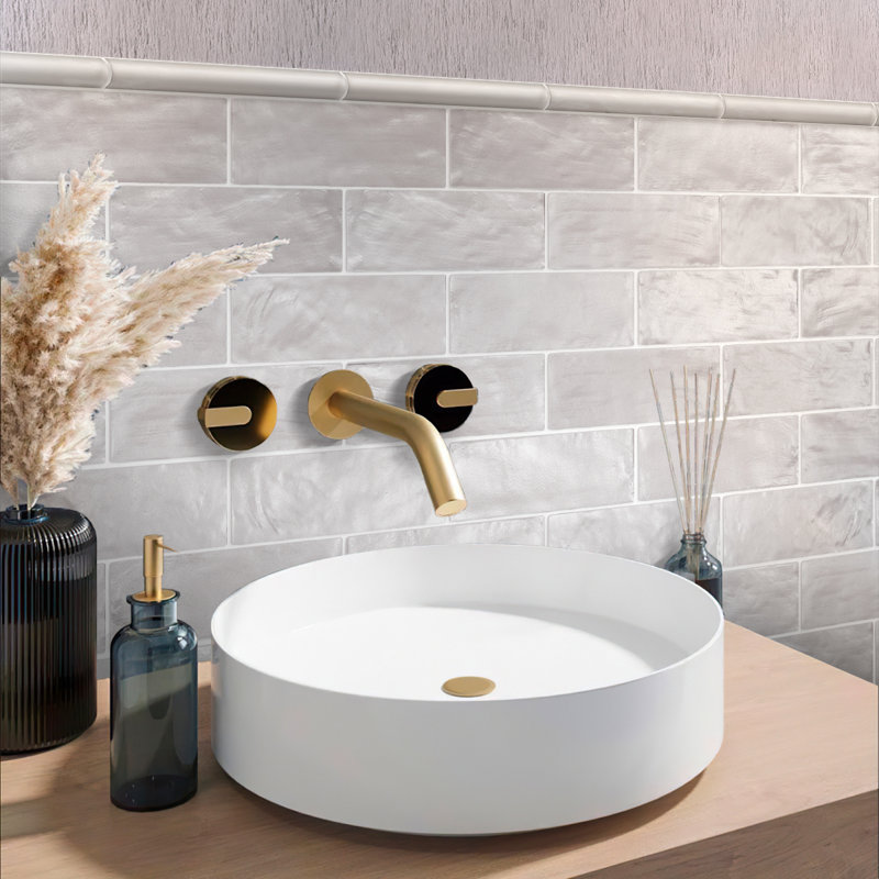 Mallorca 8" x 2.5" Ceramic Subway Tile, Gray