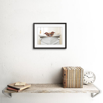 Mock Jack Russell Toilet Reading Newspaper - Single Picture Frame Print