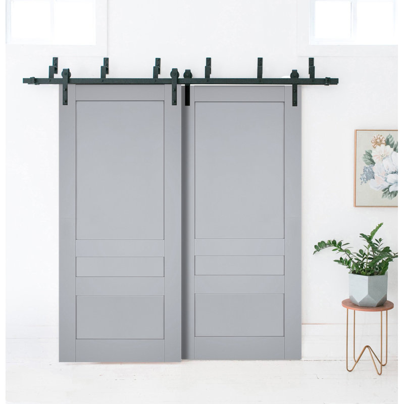Portes de grange à panneaux en bois Veregio, 56 po x 80 po, Gris