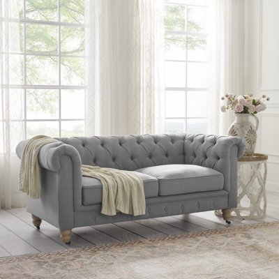Causeuse Chesterfield en lin Elegance pour chambre à coucher Elina