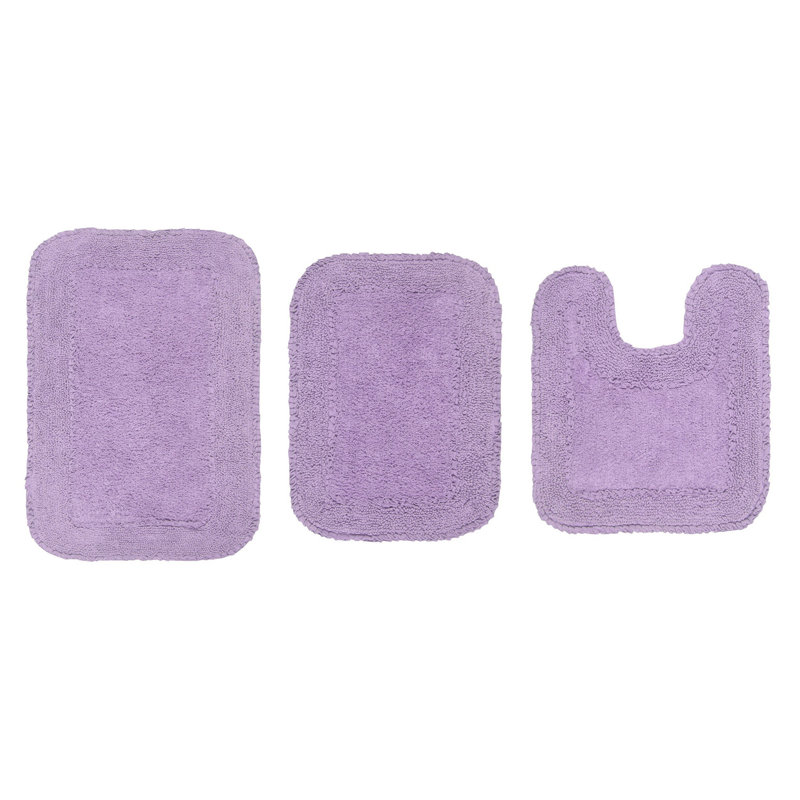 Ensemble de tapis de bain en coton 3 pièces Aceyon, Mauve