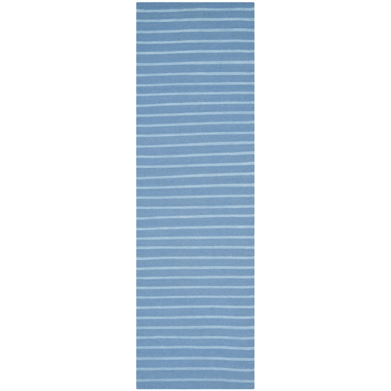 Rodgers Hand Woven Flat Weave Wool Striped Rug, Runner 2'6" x 6'