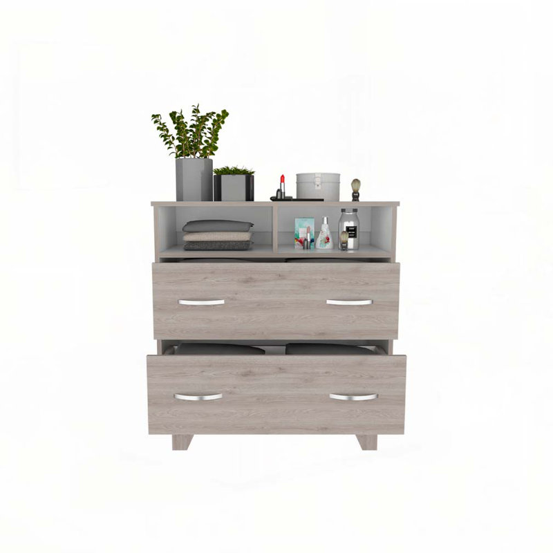 Commode double 8 tiroirs l 32 po, Gris clair