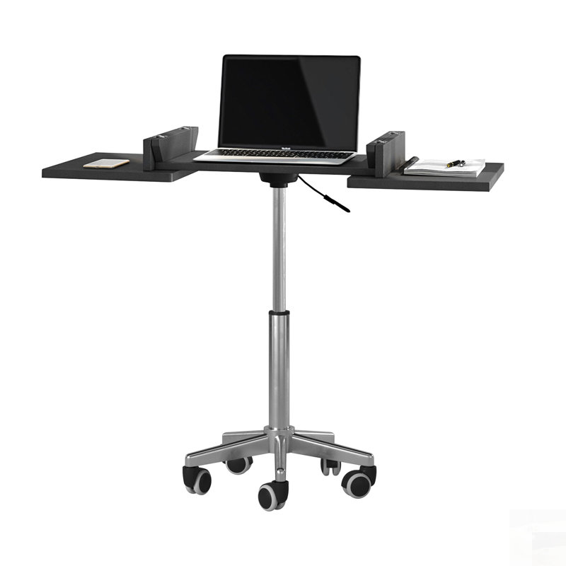 Chariot réglable pour table pliante pour ordinateur portable avec finition graphite, parfait pour la maison et le bureau