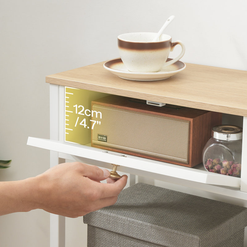 Console 31,5 po avec tiroirs Jennabella, Naturel / blanc