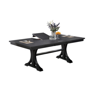 Table rectangulaire de salle à manger en bois de couleur gris anthracite classique