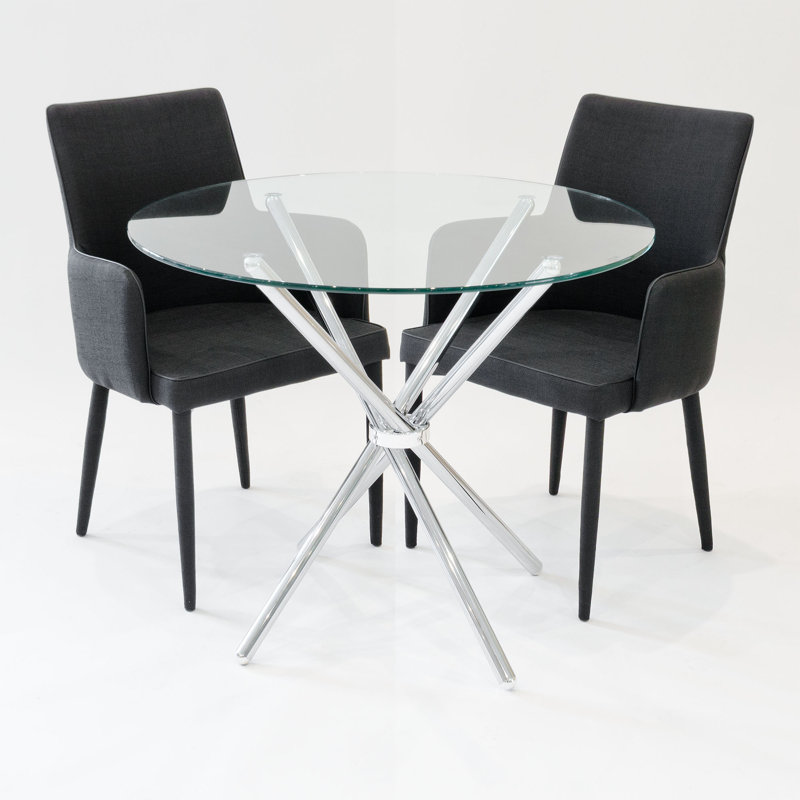 2 - Person Dining Set, Charcoal, Chrome
