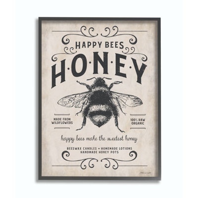 Reproduction d’art graphique sur toile texturée « Honey Bee rustic Farm »