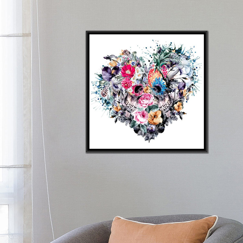 «Floral Forever», impression sur toile, H 18 po x l 18 po x P 1,5 po, Toile avec cadre noir, Pas de tapis