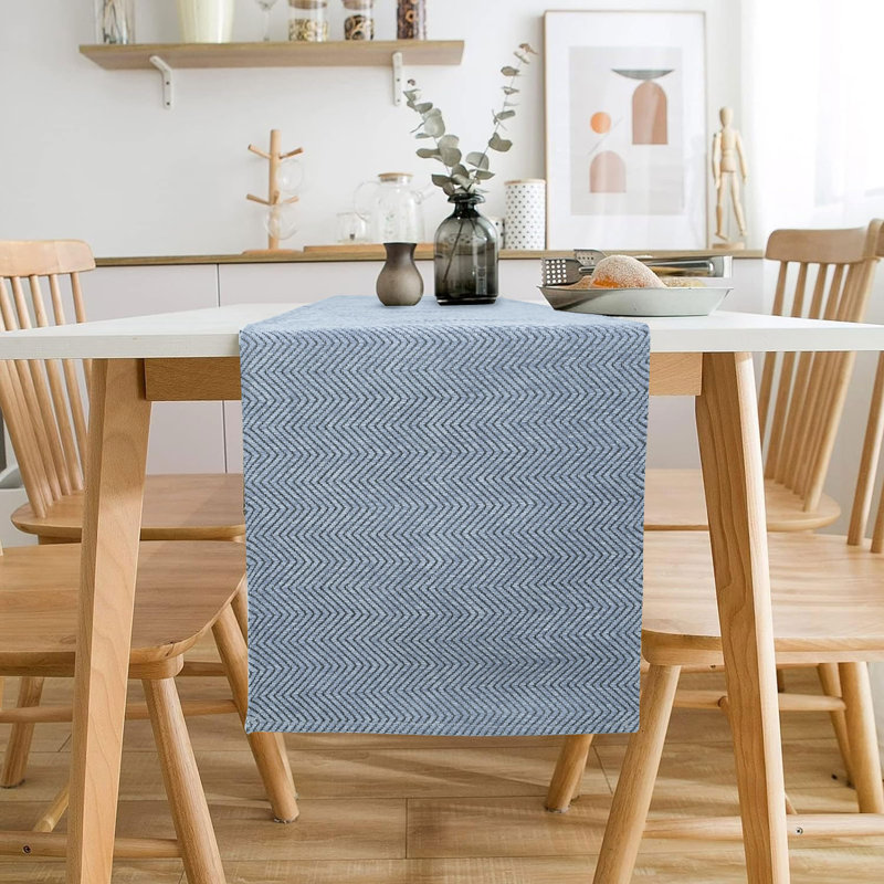Chemin de table | Commode à foulard | Couvercle de meuble, L 14 po x L 48 po, Bleu cendré