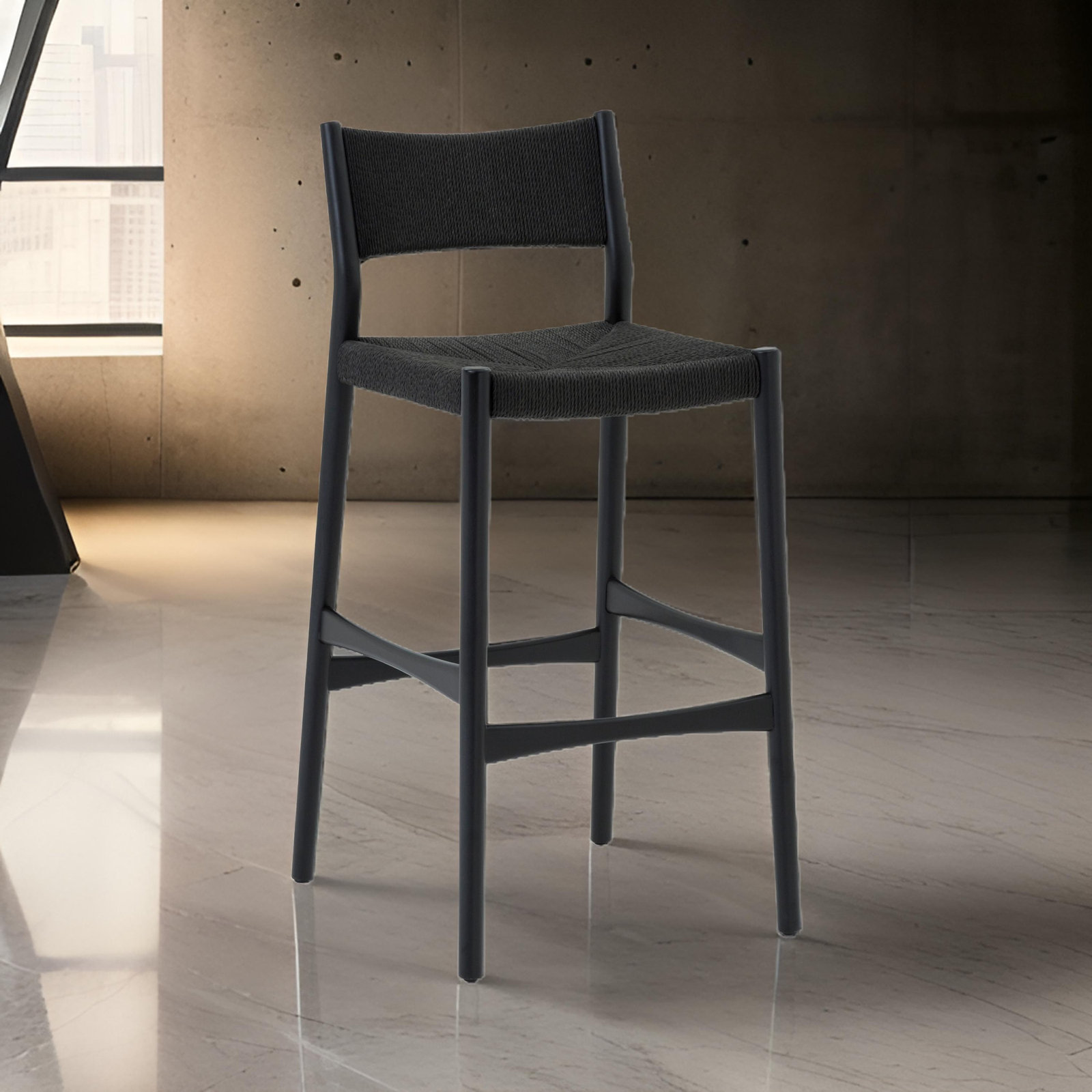 Buffolino Bar and Counter Stool, Bar Stool (30" Seat Height), Black