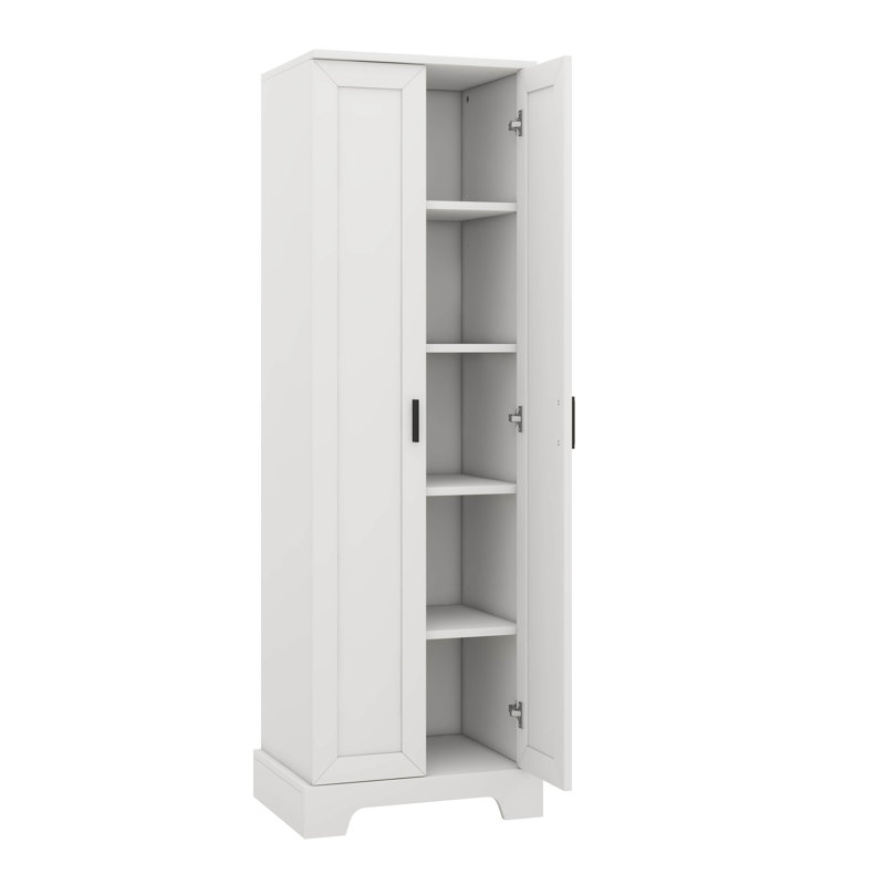 Armoire de rangement polyvalente à 2 portes pour bureau de salle de bain avec tablettes réglables, Blanc