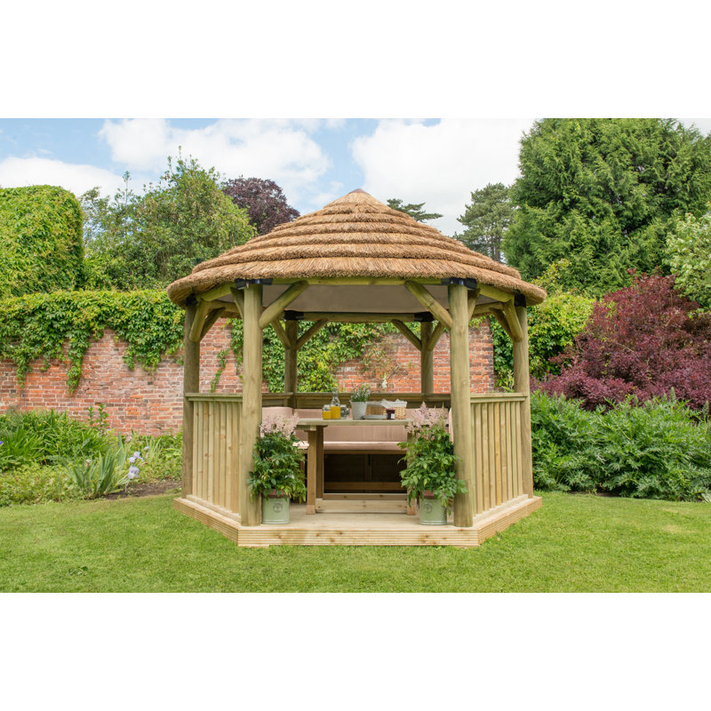 3.3m W x  3.3m D Solid Wood Patio Gazebo, Cream
