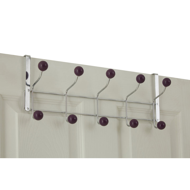 Bleeker Aluminum Over-the-Door 10 - Hook Wall Mounted Coat Rack, Purple