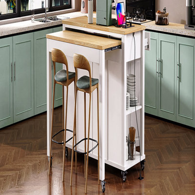 47.2" Kitchen Island with Extendable Dining Table