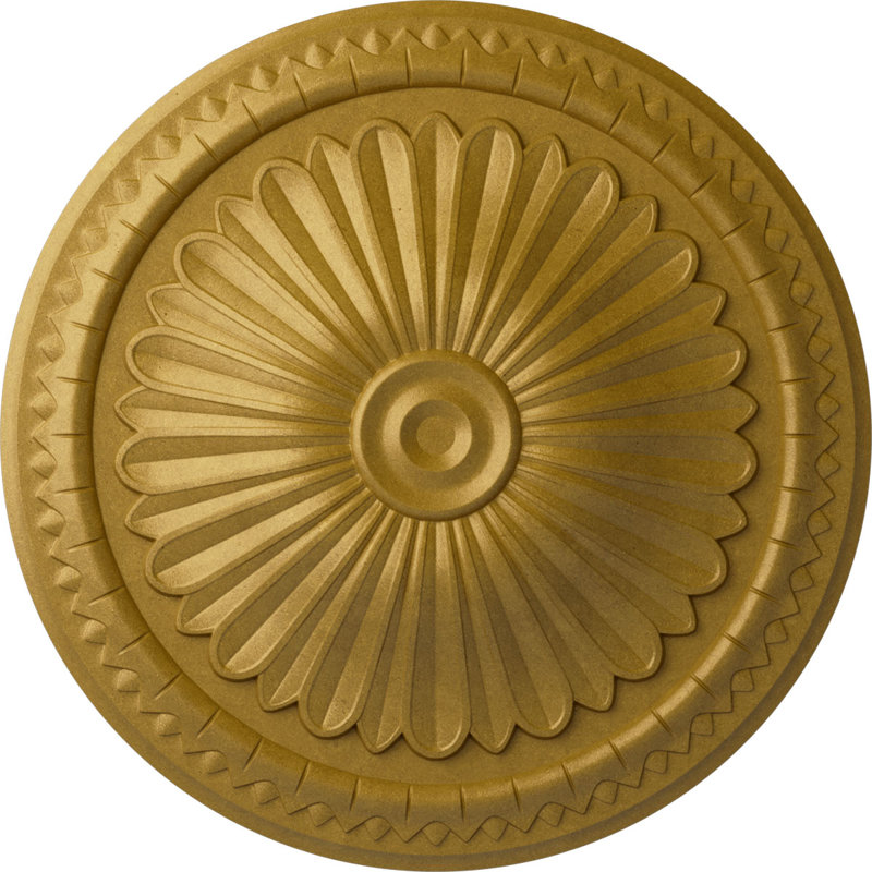 Médaillon de plafond Endurathane Alexa, DE 15 po x P 1 3/4 po (convient aux auvents jusqu'à 3 po), finition dorée pharaons peinte à la main